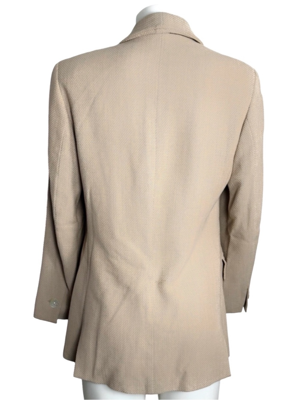 Vintage Escada Beige Tailored Three-Button Wool Blazer - Picture 8 of 14